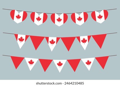 Flag of Canada bunting set elements isolated for flag national day decoration vector illustration. 