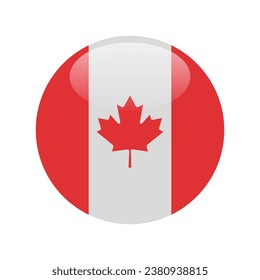 Bandera de Canadá. Icono de indicador de botón. Color estándar. Indicador de icono de círculo. 3 quinquies ilustración. Ilustración del equipo. Ilustración digital. Ilustración vectorial.