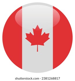 Flag of Canada. Button flag icon. Standard color. Circle icon flag. 3d illustration. Computer illustration. Digital illustration. Vector illustration.