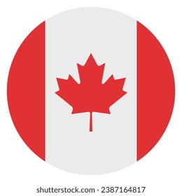 Flag of Canada. Button flag icon. Standard color. Circle icon flag. Computer illustration. Digital illustration. Vector illustration.