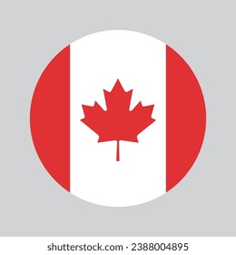 Flag of Canada. Button flag icon. Standard color. Circle icon flag. Computer illustration. Digital illustration. Vector illustration.