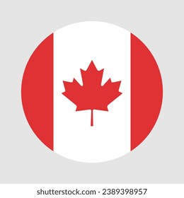 Flag of Canada. Button flag icon. Standard color. Circle icon flag. Computer illustration. Digital illustration. Vector illustration.