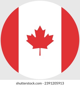 Flag of Canada. Button flag icon. Standard color. Circle icon flag. Computer illustration. Digital illustration. Vector illustration.