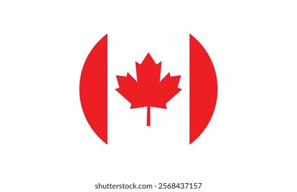 Flag of CANADA, Canadian flag circle transparent png. Canada flag round.