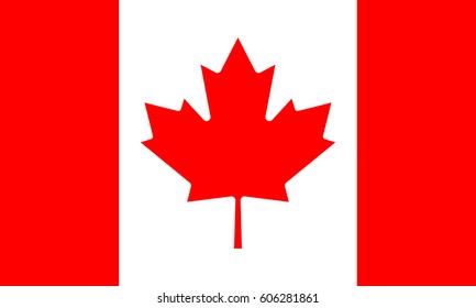 Flag of Canada. Canadian national symbol with red maple leaf. Vector illustration.