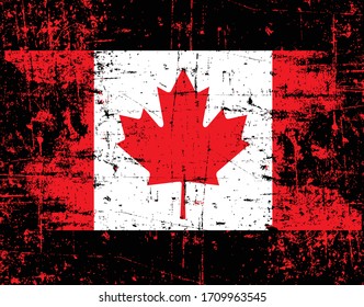 Flag of Canada . A canadian flag with a texture,brush stroke background,vector grunge styled flag