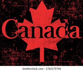 Flag of Canada . A canadian flag with a texture,brush stroke background,vector grunge styled flag