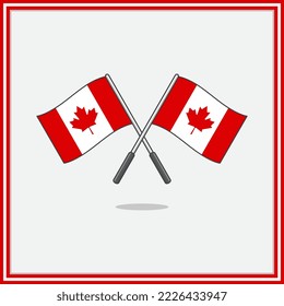 Flag of Canada Cartoon Vector Illustration. Canada Flag Flat Icon Outline