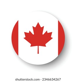 Flag of Canada. Circle icon flag. Button flag icon. Standard color. 3d illustration. Computer illustration. Digital illustration. Vector illustration.