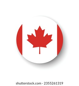 Flag of Canada. Circle icon flag. Button flag icon. Standard color. 3d illustration. Computer illustration. Digital illustration. Vector illustration.