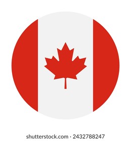 Flag of Canada in circle. Vector illustration
