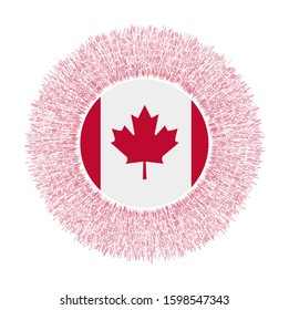 Flag of Canada with colorful rays. Radiant country sign. Shiny sunburst with Canada flag. Neat vector illustration.