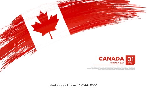 Flag of Canada country. Happy Independence day of Canada background with grunge brush flag illustration