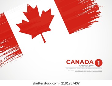 Flag of Canada with creative painted brush stroke texture background