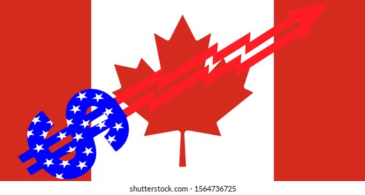 Flag Of Canada And Dollar Sign Arrow Graph Going Up