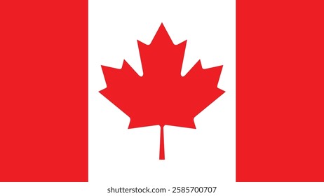 The flag of Canada featuring bold red bars flanking a white square, centered with a prominent red maple leaf. A visual representation of Canadian national pride and identity