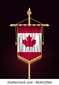 Flag of Canada. Festive Banner Vertical Flag with Flagpole. Wall Hangings with Gold Tassel Fringing