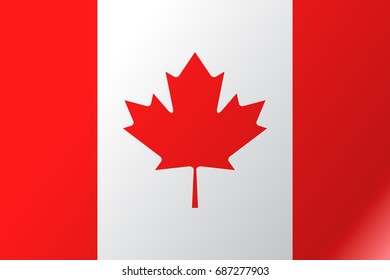 Flag Canada flat icon. State insignia of the nation in flat style on the entire page. National symbol in the form of a vector illustration