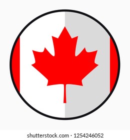 Flag Canada – flat style design button. Nation emblem illustration, isolated on a white background. 