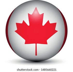 Flag of Canada in the form of a ball isolated on white background.