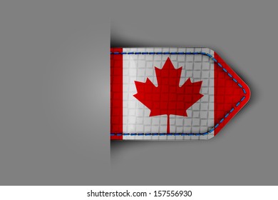 Flag of Canada in the form of a glossy textured label or bookmark. Vector illustration.