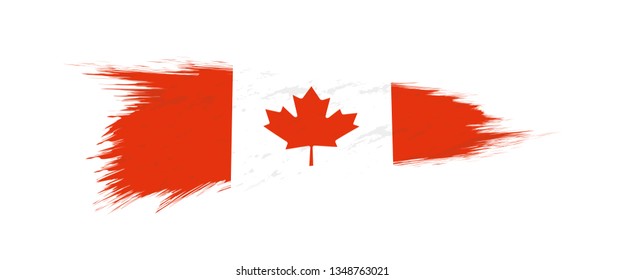 Flag of Canada in grunge brush stroke, vector grunge illustration.