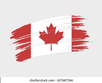 Flag of Canada grunge style. Isolated vector illustration on white background.