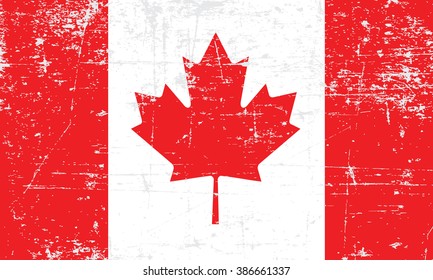 Flag of Canada. Grungy, worn, scratched style