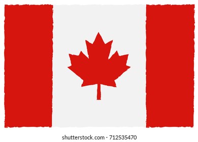 Flag of Canada. Hand Painted with Brush. Vector Illustration.