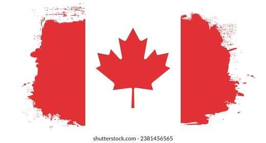 Flag of Canada. Hand-painted flags. Ink effect. The brush effect. Flag icon. Standard color. Computer illustration. Digital illustration. Vector illustration.
