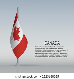 Flag of Canada hanging on a flagpole stands on the table. Vector illustration