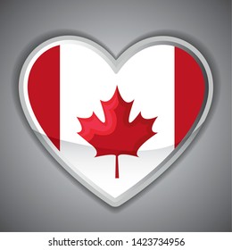 flag of canada in heart shape