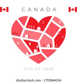 Flag of Canada with heart shaped landscape : Vector Illustration