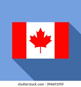 Flag of Canada icon with shadow isolated. Flat vector illustration