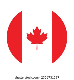 The flag of Canada. Flag icon. Standard color. Round flag. Computer illustration. Digital illustration. Vector illustration.