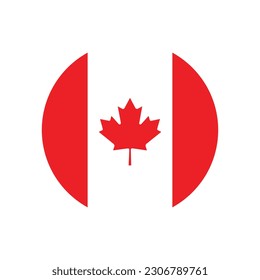 The flag of Canada. Flag icon. Standard color. Round flag. Computer illustration. Digital illustration. Vector illustration.