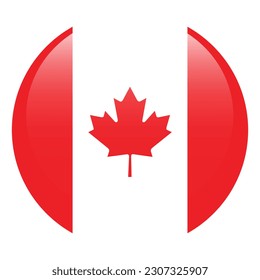 The flag of Canada. Flag icon. Standard color. Round flag. 3d illustration. Computer illustration. Digital illustration. Vector illustration.