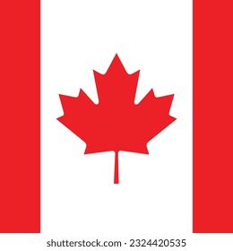 Flag of Canada. Flag icon. Standard color. A square flag. Computer illustration. Digital illustration. Vector illustration.