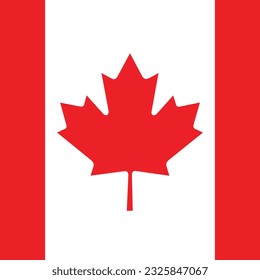 Bandera de Canadá. Icono de marca. Color estándar. Una bandera cuadrada. Ilustración del equipo. Ilustración digital. Ilustración vectorial.