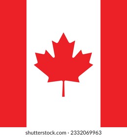 Flag of Canada. Flag icon. Standard color. A square flag. Computer illustration. Digital illustration. Vector illustration.
