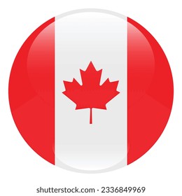 Flagge Kanadas. Flaggensymbol. Standardfarbe. Circle Icon Flag. 3D-Abbildung. Computergrafik. Digitale Illustration. Vektorgrafik.