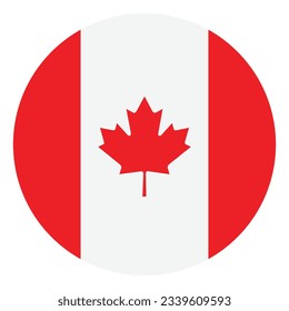 Flag of Canada. Flag icon. Standard color. Circle icon flag. 3d illustration. Computer illustration. Digital illustration. Vector illustration.