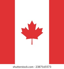 Flag of Canada. Flag icon. Standard color. A square flag. Square icon. Computer illustration. Digital illustration. Vector illustration.