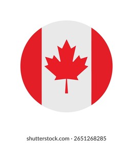 The flag of Canada. Flag icon. Standard color. Round flag.Vector illustration.