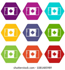 Flag canada icons 9 set coloful isolated on white for web
