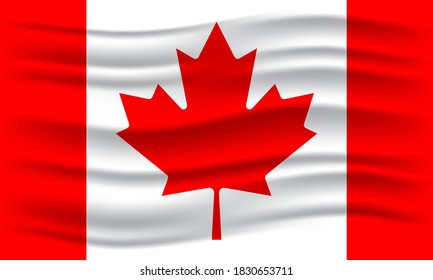 Flag of Canada. Illustration of waving Canada flag. Vector Illustration.