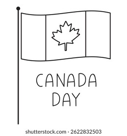 Flag of Canada. Inscription - Canada day. Outline vector illustration on white background.