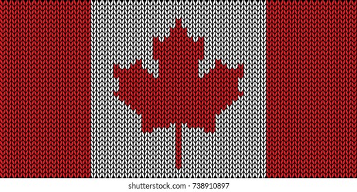Flag of Canada  knitted seamless pattern vector