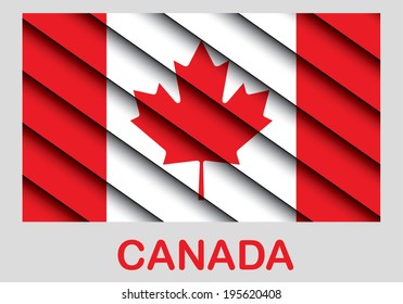 Flag of Canada from layers with shadows, vector