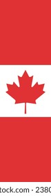 Flag of Canada. A long banner. Flag icon. Vertical pattern. Standard color. A rectangular flag. Computer illustration. Digital illustration. Vector illustration.